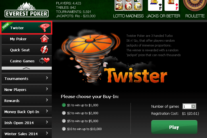 Twister Poker Lobby